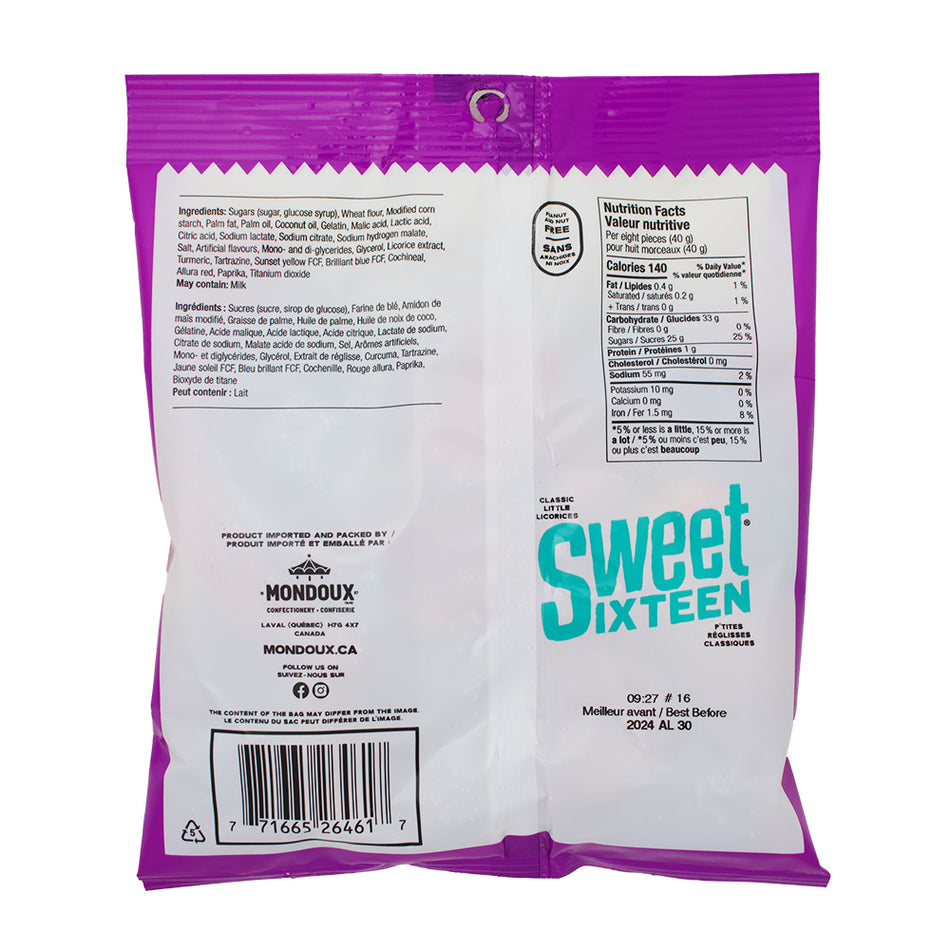 Sweet Sixteen Assorted Licorice - 185g Nutrition Facts Ingredients
