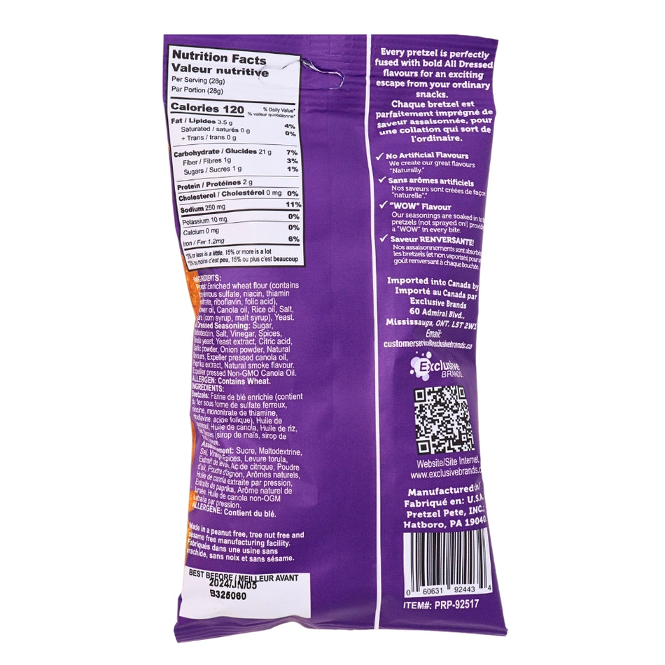 Pretzel Pzazz All Dressed - 56g Nutrition Facts Ingredients - Pretzels - All Dressed Chips - Salty Snacks - Pretzel Chips