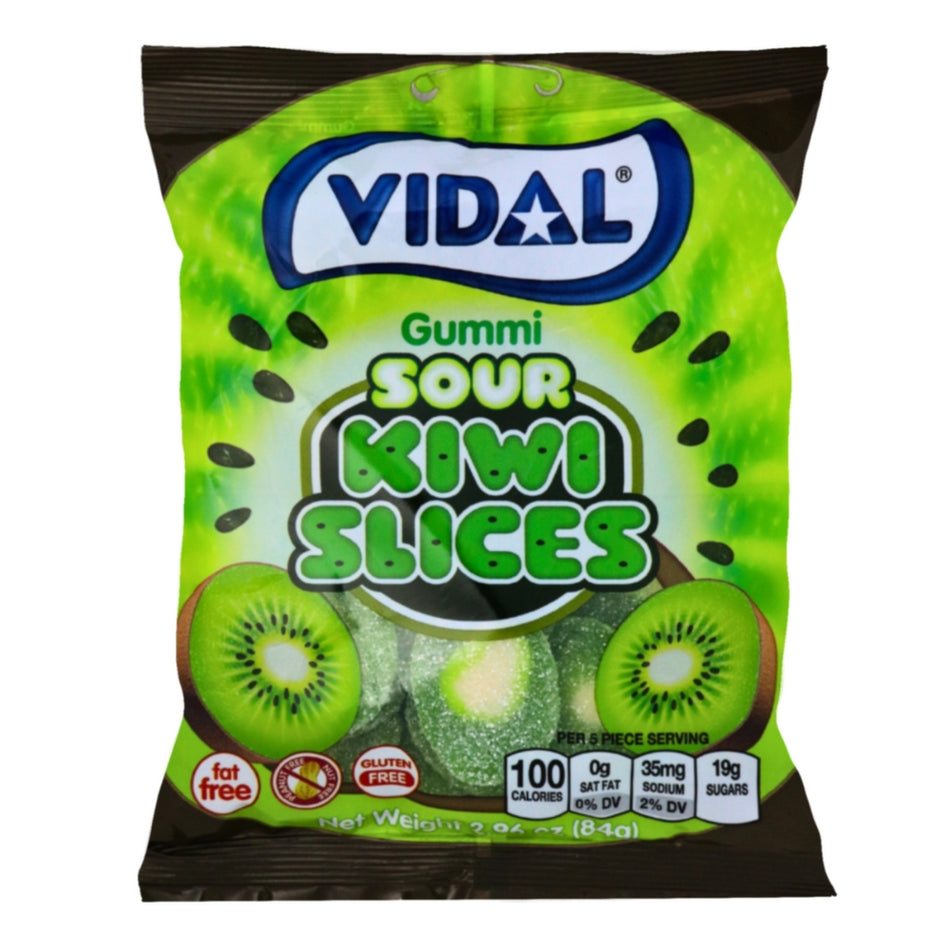 Vidal Sour Kiwi Slices - 3.5oz -Sour Candy - Candied Fruit