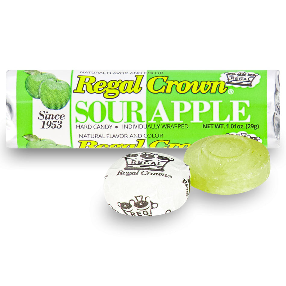 Regal Crown Sour Apple Candy Rolls Opened - Sour Candies from the 60s