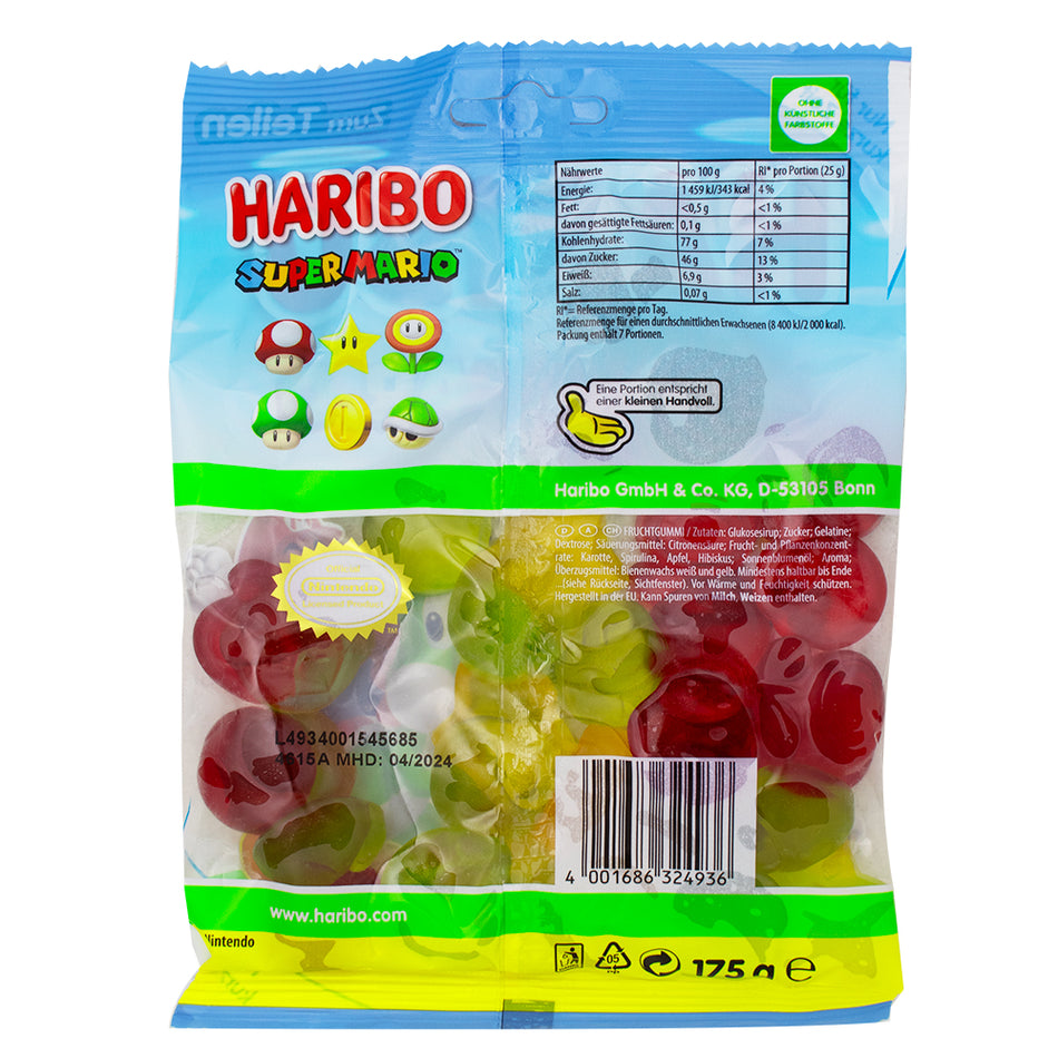 Haribo Super Mario Sour - 175g Nutrition Facts Ingredients