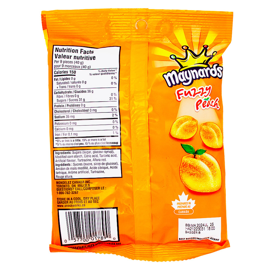 Maynards Fuzzy Peach Candy - 154g Nutrition Facts Ingredients