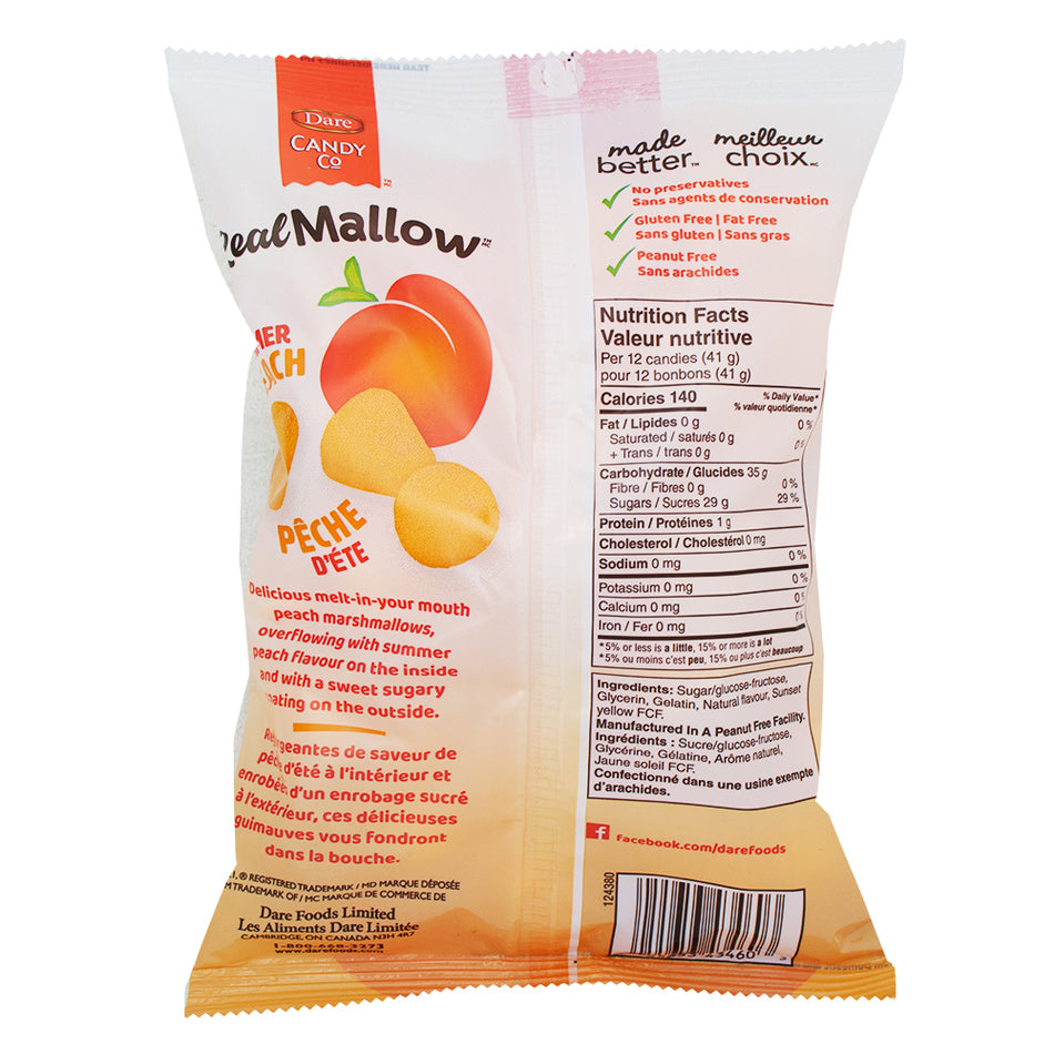 Dare Real Mallow Peach Marshmallows - 170g  Nutrition Facts Ingredients