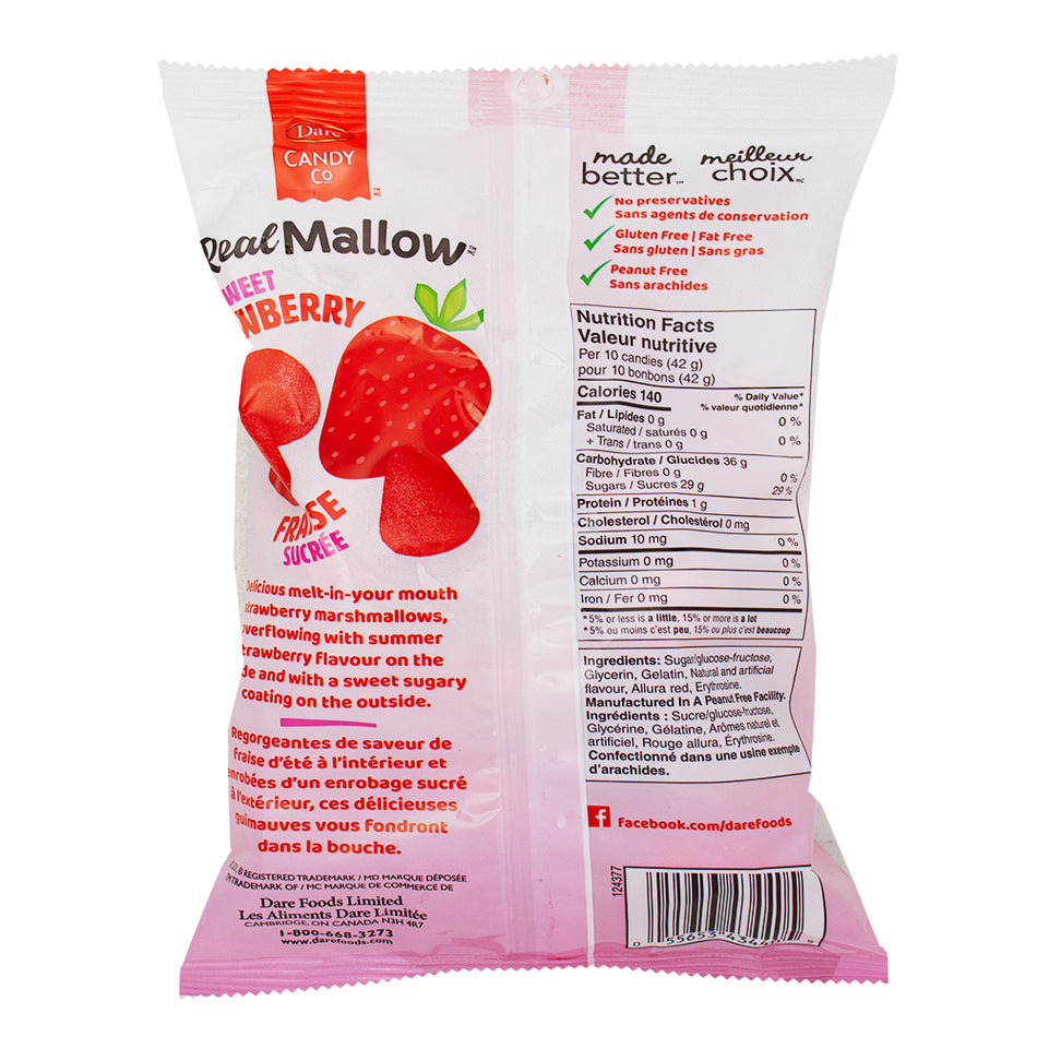Dare Real Mallow Strawberry Marshmallows - 170g  Nutrition Facts Ingredients