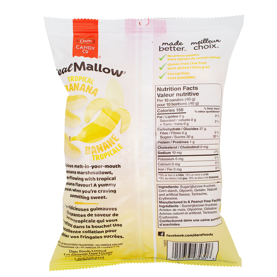 Dare Real Mallow Banana Marshmallows - 170g  Nutrition Facts Ingredients