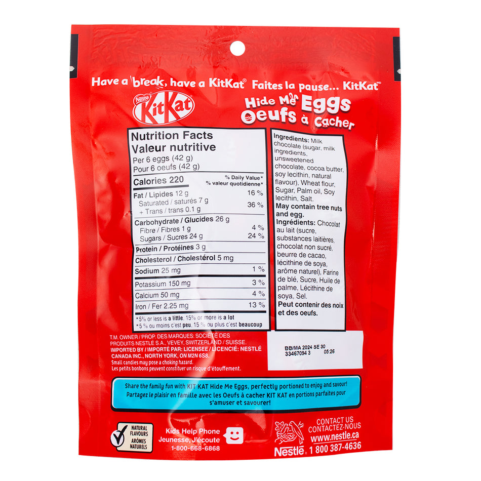 Nestle Kit Kat Hide Me Eggs - 150g ingredients nutrition facts