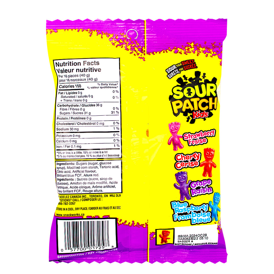 Maynards Sour Patch Kids Berries - 150g Nutrition Facts Ingredients