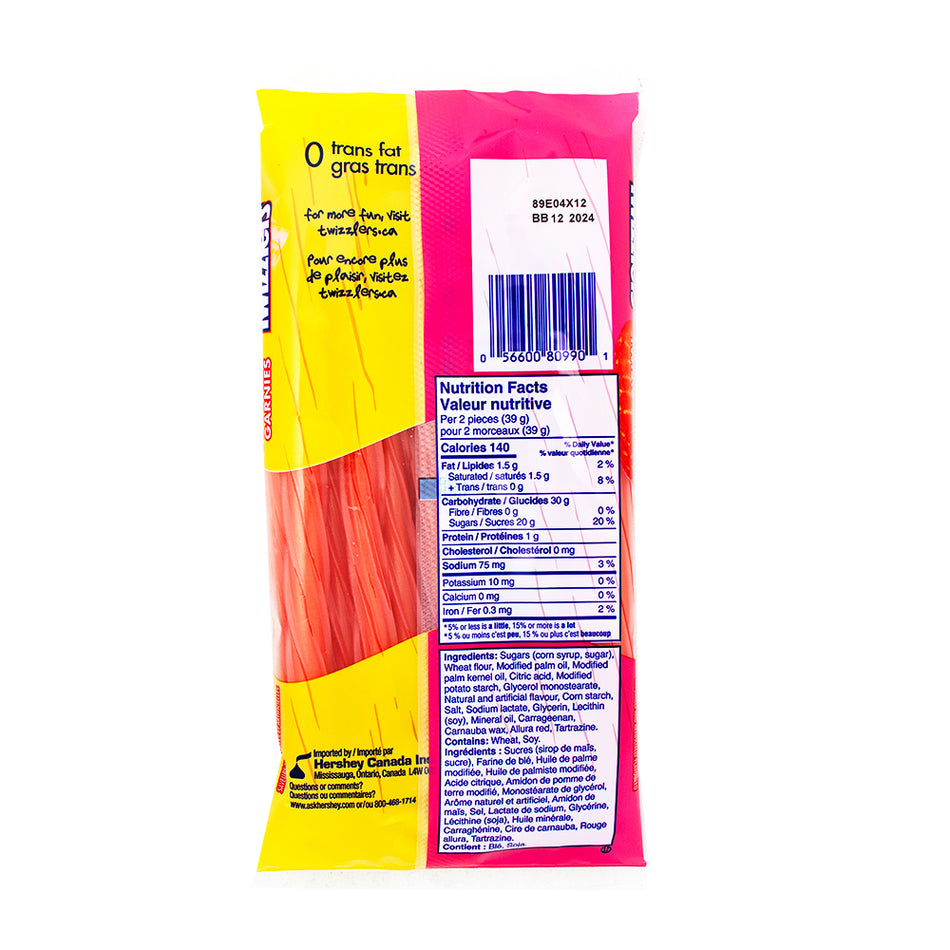 Twizzlers Pink Lemonade Filled Twists - 311g  Nutrition Facts Ingredients