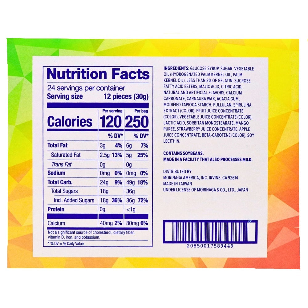 Hi Chew Bites Original Mix - 2.12oz Nutrition Facts Ingredients - Japanese Candy