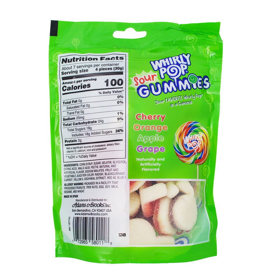 Adams & Brooks Whirly Pop Sour Gummies - 7.5oz | Candy Funhouse-Gummies-Lollipops-Sour Candy